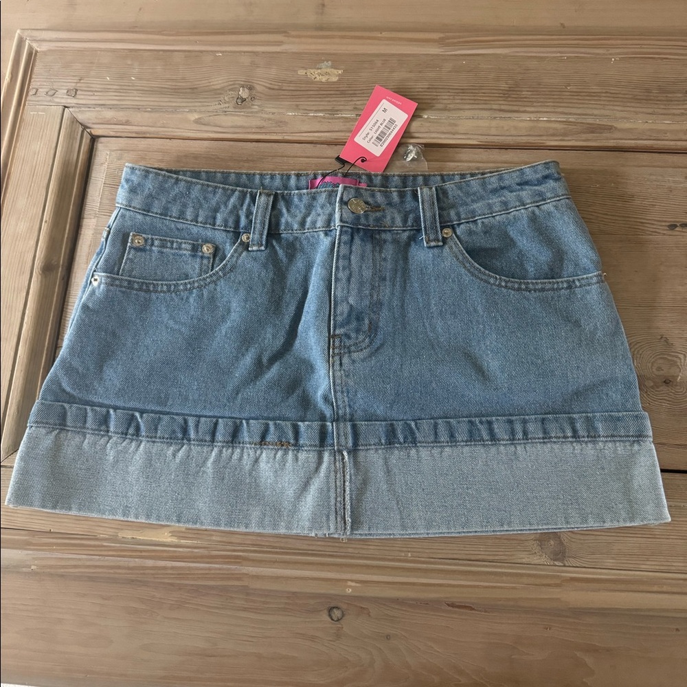 Edikted Folded Denim Mini Skirt